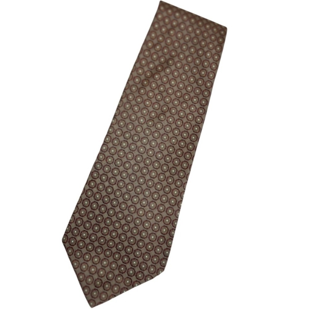 Brooks Brothers‎ All Silk Necktie Brown Maroon Geometric Pattern Designer Tie